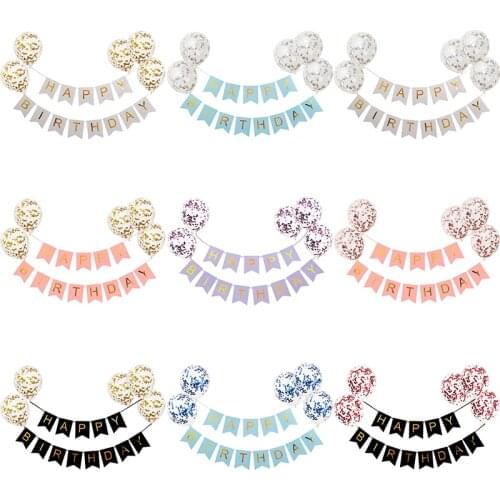 1set Happy Birthday Letter Banner Gold Confetti Balloons Baby Shower Birthday Party Decorations Boy Girl Kids Party Favors