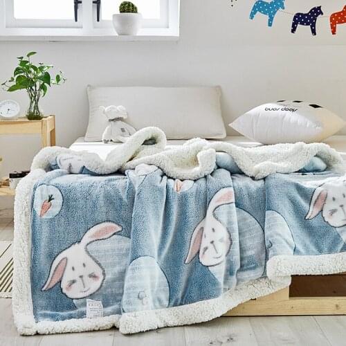 Double Thicken Lamb Cashmere Blanket Cartoon Kid Blankets Skin Friendly Blankets Children Wrap Blanket Sofa Travel Throw Blanket