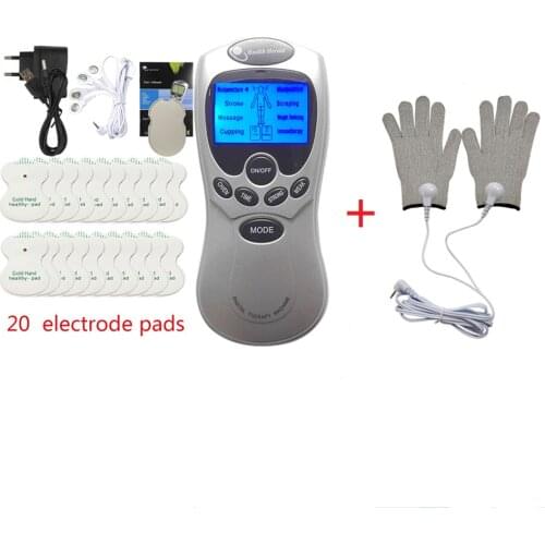 New whole English key Hand Pain Relief Massager Therapy Massage Electric Digital Massager With Fiber Electrode Massage Gloves