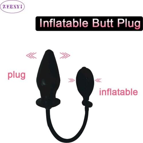 Best-sell Air-Filled Silicone Inflatable Anal Soft Black Pump Up Dildo Butt Plug Dilator Anus Massager Sex Toy For Women Men Gay