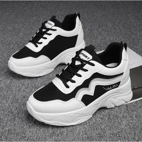 Women Casual Shoes Internal increase Shoes Women Fashion Sneakers New Walking Shoes Women Vulcanize Shoes Lace-up Fitness Shoes
