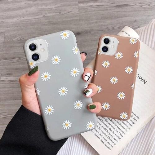 Ottwn Fashion Floral Phone Case For iPhone 11 12 Pro Max 12 Mini 7 8 Plus 6 6s XS Max X XR SE 2020 Candy Color Soft TPU Cover