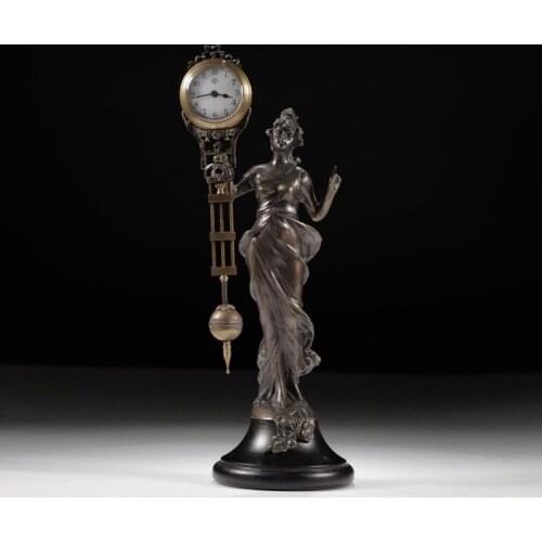 Retro Luxury Desk Clock Antique Old Stand Table Watch Standing Shabby Chic Office Digital Electronic Reloj Mesa Clocks BY50ZZ