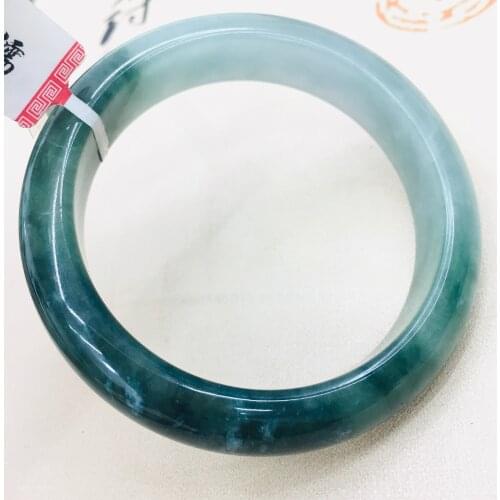 Natural Burmese Emerald Jade Elegant 52-62m Green Dark Two-tone Bracelet Fine Jade Bracelet Send A Country Certificate