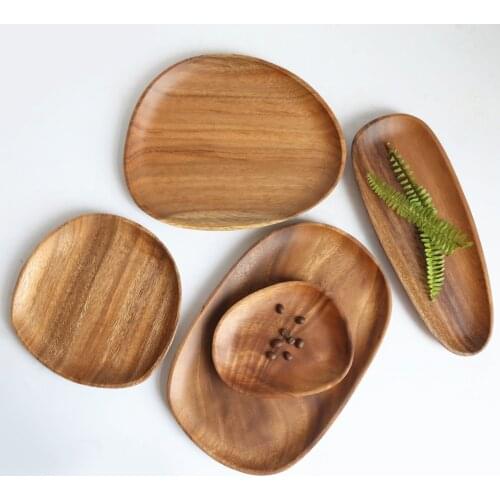 Irregular Oval Solid Wood Pan Plate Fruit Dishes Saucer Tea Tray Dessert Dinner Plate Tableware Set lovesickness Wood Pan