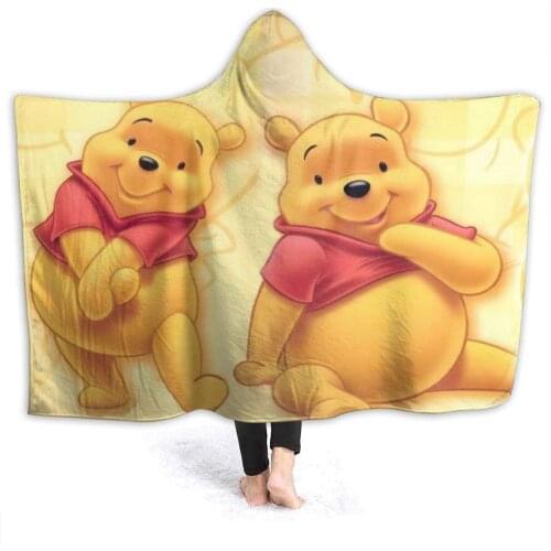 Winnie The Pooh Hooded Blanket Oversized Warm Adult Blanket with Soft Anti-Pilling Flannel for Adults & Kids 3D PrintInch