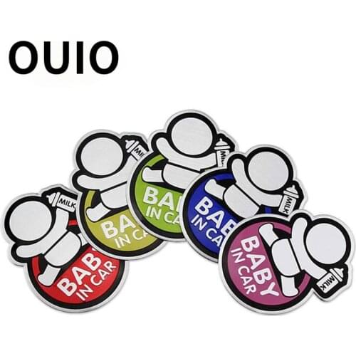 OUIO 1Pcs Baby In Car Styling Car metal decorative stickers auto for Volkswagen BMW E46 E39 Mini Cooper Audi A4 B6 B8 A5 Ford
