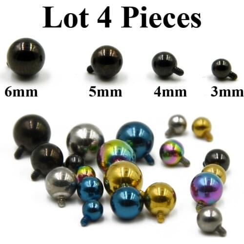 Lot 4 Pieces Surgical Steel Micro Skin Diver Dermal Piercing Top Dermal Anchor Replaceable Tops Body jewelry Attachments 16G