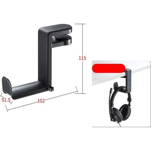 Under Desk Headphone Stand Headset Holder 360° Swivel Hanger Hook Universal Space Save Black