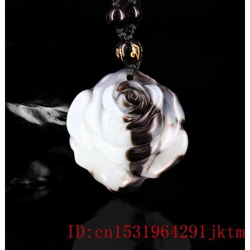 Jade Rose Pendant Chinese Fashion Jadeite Jewelry Charm Gifts for Men Amulet Necklace Natural Carved Women