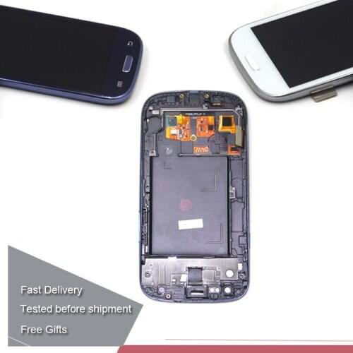 Tested I9300 LCD Display Touch Screen with Digitizer Full Assembly Repair Parts with Frame For Samsung Galaxy S3 SIII I9300