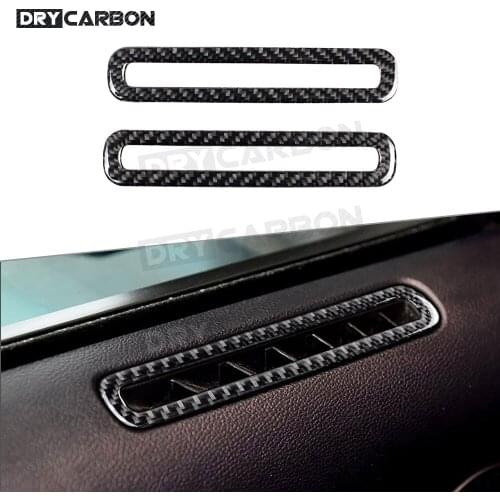 2 PCS/Set Carbon Fiber Car Door Air Vent Outlet Trim Frame Cover Stickers For Ford Mustang 2015 -2019 Car Styling