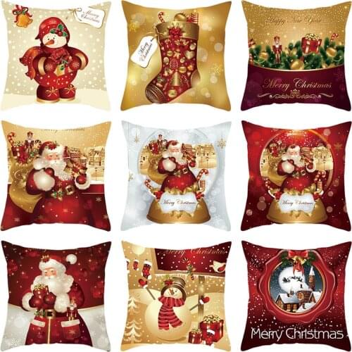 Christmas Cushion Cover Merry Christmas Decor For Home Decorative Sofa Pillow Cover Case Seat Car Home Decor Throw Pillowcase