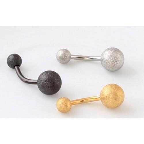 Newest Belly Bar 14G Earring Frosted Vintage Frosting Surface Ear Ring Navel Double Ball Punk Vacuum Plating Titanium R12
