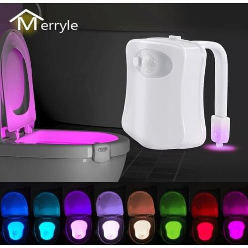8 Color Smart Toilet-Light with PIR Motion Sensor Waterproof Toilet Seat Night Light for Toilet Bowl Restroom LED WC Toilet Lamp