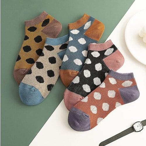 New Cartoon Dot Cute Ankle Socks Women Summer Comfortable Breathable Cotton Japanese Fashion Low-Cut Boat Socks High Quality
