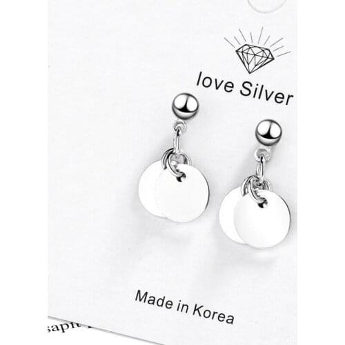 KOFSAC Classic 925 Sterling Silver Earrings For Women Jewelry Simple Little Gold Round Card Stud Earring Lady Holiday Party Gift