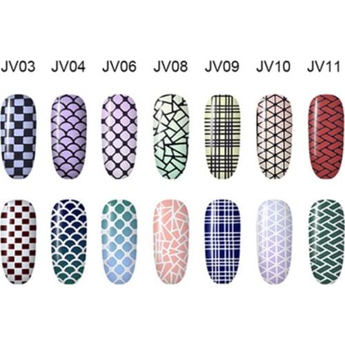 1pc Fish Scale 3D Nail Template Sticker Vinyl Ultra-Thin Plaid Net Line Hollow Manicure Nial Art Figure Accessories 13 Styles
