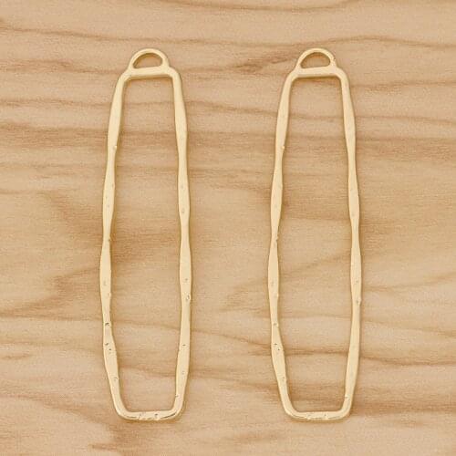10 Pieces Gold Tone Open Geometric Rectangle Charms Pendants for DIY Earrings Jewellery Making 60x15mm