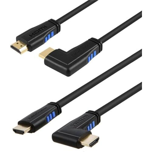 [2 PCS]6 Feet Left Angle 4K HDMI 2.0 Cable + 6 Feet Right Angle 4K HDMI 2.0 Cable,Support 4K Ultra HD,3D Video,Ethernet