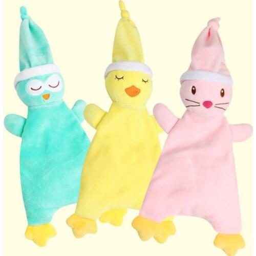 Soft Baby Calm Toy Cute Cartoon Shaped Soft Plush Handkerchief Bed Handing Toys For Baby Infant Adorable Soother