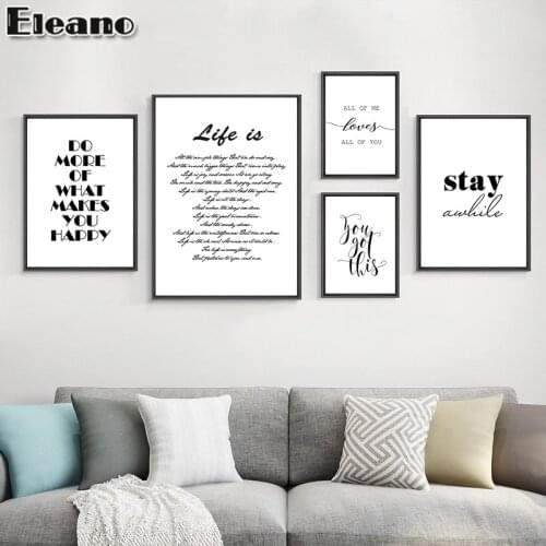 Family Member Abstract Line Drawing Modern Art Canvas Painting HD Black and White letter photo frames for picture wall