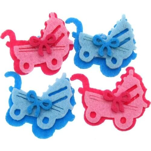 20pcs Nonwoven fabric Carriage Applique Baby Shower Baptism Gender Reveal Party Decorations Craft 4.4 x 5.4cm
