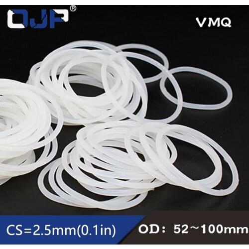 White Silicon Ring Silicone/VMQ O ring OD52/55/56/58/60/65/70/75/80/85/90/95/100*2.5mm Thickness Rubber O-Ring Seal Gaskets
