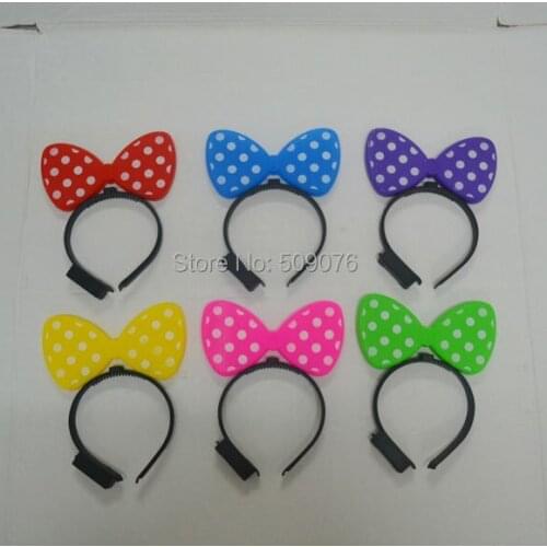 Free shipping 2pcs/lot red pink blue purple yellow led flashing head hoop Flash shine bowknot hairpin novelty decoration