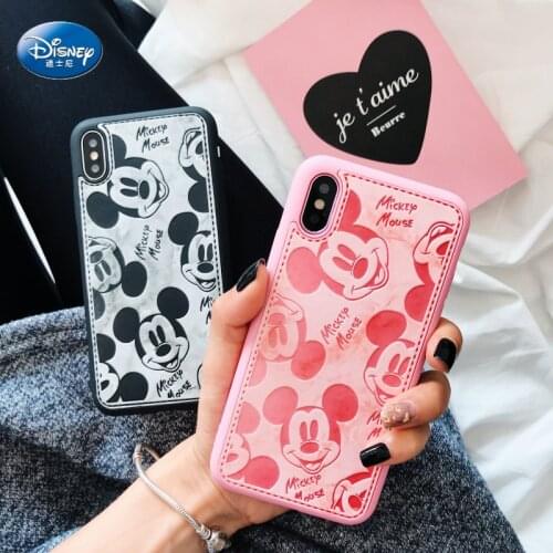 Disney Mickey Minnie Mouse Couples phone case For iphone 11 11pro max leather silicone back cover For iphone 12mini 12pro max