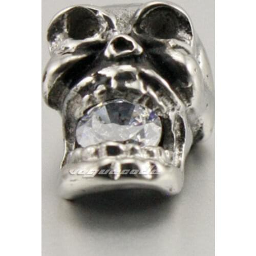 Skull White CZ Stone 316L Stainless Steel Fashion Stud earrings 4X030(2 Pieces)