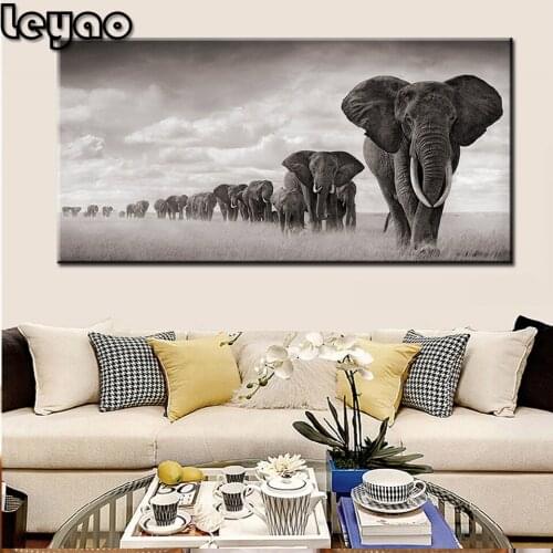 Black African Elephants Wild Animals Landscape,diamond painting,square,round,diamond embroidery,cross stitch,diamond wall art