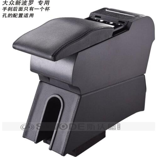 Free Punch Wooden Pu Leather Special Car Armrest Box with 4 USB Hole for Volkswagen Polo Multifunctional Car Hand Box