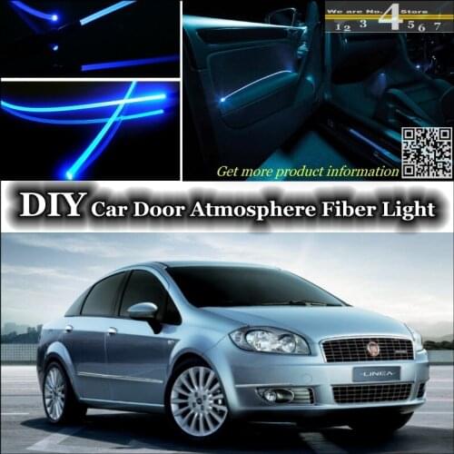 For Fiat Linea interior Ambient Light Tuning Atmosphere Fiber Optic Band Lights Inside Door illumination (Not EL light) Refit