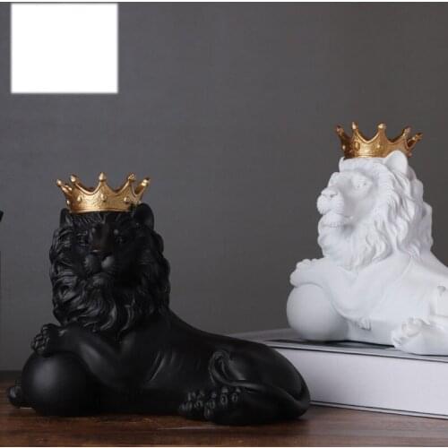 European Royal King Lion Figurines Resin Crafts Creative Decoration for Living Room Office Desktop Porch TV Cabinet Home Decor