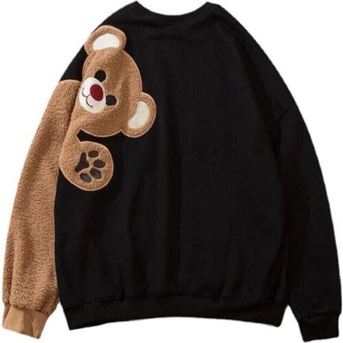 Korean Style Loose Couple Hoodies Sweatshirts Autumn Winter Female Crew Neck Long Sleeve Casual Streetwear Oversized Clothes Top