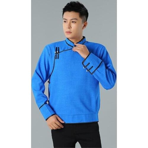 Asia streetwear costume Mongolia style spring autumn male Tang suit jacket cotton linen jackets oriental Mens Outerwear