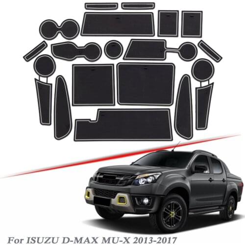 18pcs Car Styling For ISUZU D-MAX MU-X 2013-2017 Latex Gate slot pad Interior Door Groove Mat Non-slip dust Interior Accessory