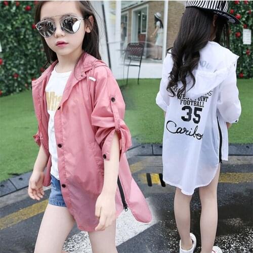 Girls boys Cardigan Sunscreen Clothing Summer New Children Wear Korean Hooded Clothing Drop Shoulder Sleeve Jacket