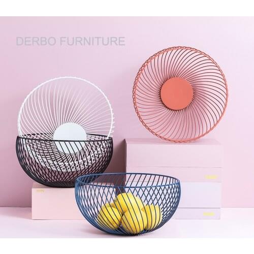 Minimalist Modern Design fashion Metal Steel Wire Fruit Basket Plate Bowl home living Room furniture accessory fruit Storage 1PC