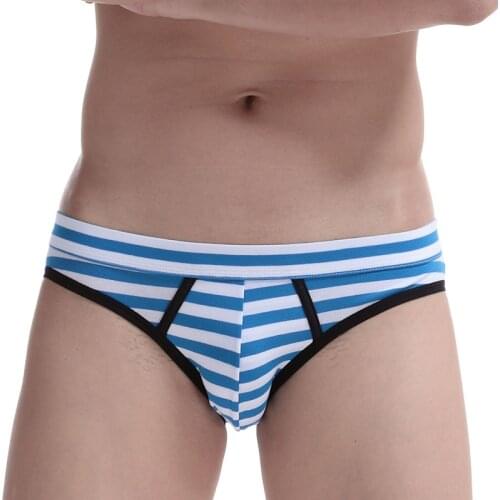 Sexy Underwear Men Briefs Shorts Cueca Brand Male Underpants Striped Cotton Mid-waist U Convex Pouch Panties ropa hombre S-L