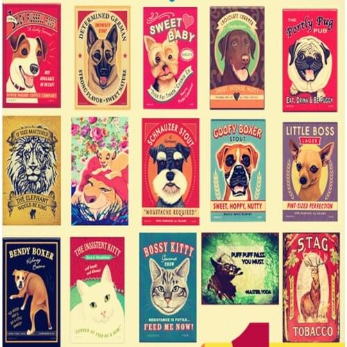 New Vintage Metal Sign Tin Poster Metal Wall Decration Cute Cartoon Animals DOGS Bar Pub Decoration Wall Art Painting 20x30 CM