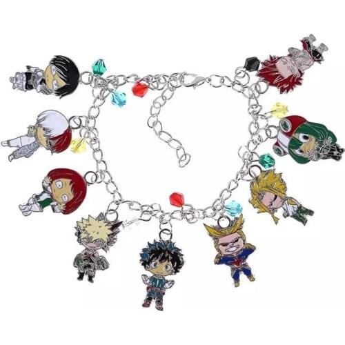 Wholesale 5 Pcs My Hero Academia Bracelet Nine Anime Characters Hanging Pendants Alloy Hand Accessories for Women Men Gifts