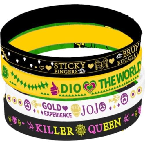 Wholesale 5 Pcs / JoJos Bizarre Adventure Jotaro Peripheral Bracelet Two Dimensions Silicone Hand Decorative Gift for Men Women
