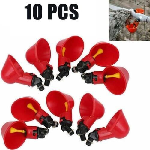 Practical 10Pcs Automatic Chicken Quail Drinker Chicken Waterer Bowl with Yellow Nipple Farm Poultry Drinking Water System