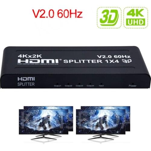 4K 60Hz HDMI Splitter 1x2 1x4 HDMI 2.0 Splitter 4Kx2k HDMI Splitter 1 In 2 Out / 4 Out Video Converter for PS4 STB DVD PC To TV