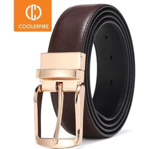 Men Reversible Dress Belts Casual High Quality Belt Genuine Leather Belt Male Vintage Luxury Coolerfire HQ108