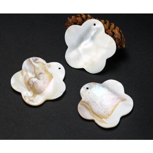 2PCS Natural Mother of Pearl Shell Flower Freshwater Seashell Pendant Charms Earring DIY Jewelry Finding Making Accessories