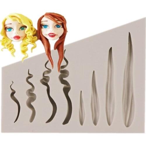 Hair Fondant Cake Silicone Mold Doll Hair Silicone Chocolate Shape Decoration Mold Soft Clay Mold