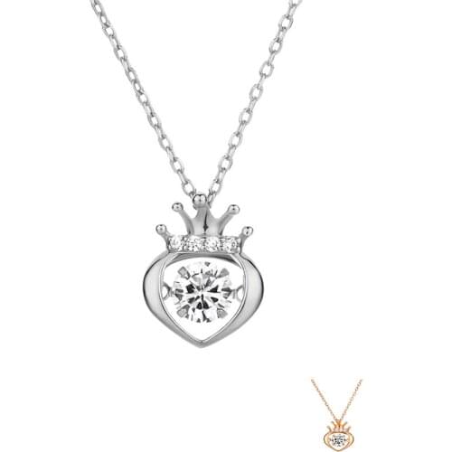 SILVERHOO Sterling Silver 925 Jewelry For Women Luxury Crown Pendant Necklaces Shiny Cubic Zircon Choker Necklace Birthday Gift